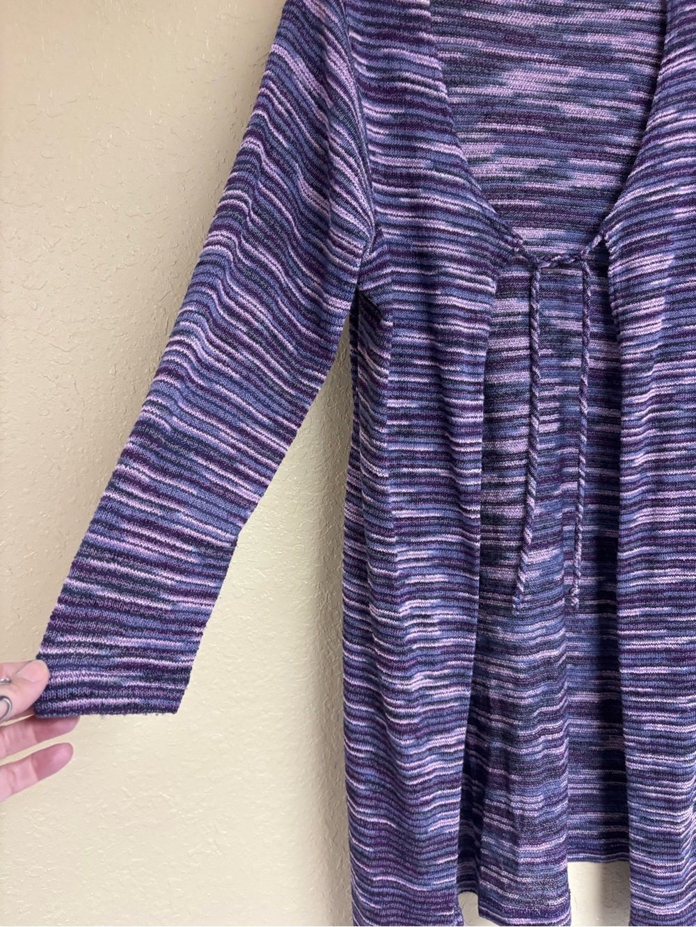 Fashion Bug Purple and Lavender Striped Knit Top - Picture 5 of 6